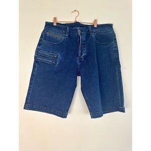 Rockstar Men’s Leif Dark Wash Blue Stretch Jean Shorts Size 32